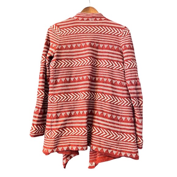 Lucky Brand Aztec Terra Cotta Orange open waterfall cardigan - Picture 2 of 7